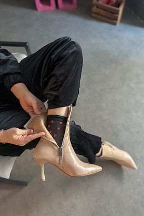 بوت / نیم بوت بژ زنانه چرم مصنوعی SHOEBELLAS - کد 879313055