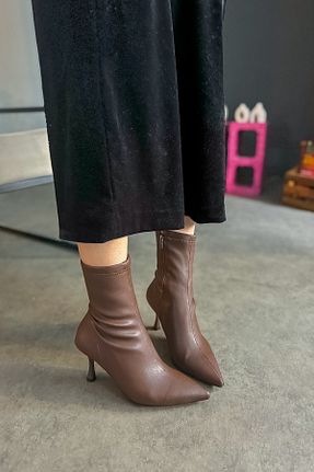 بوت / نیم بوت قهوه ای زنانه چرم مصنوعی SHOEBELLAS - کد 879312650