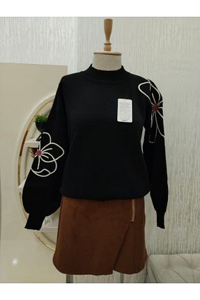 پلیور مشکی زنانه ساده LUSSOLİFE - کد 879317343
