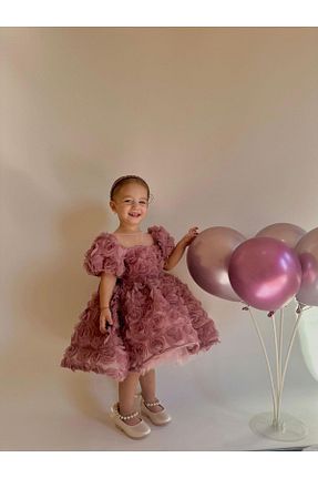 لباس صورتی بچه گانه بافتنی Hly Karol Tasarım - کد 879328833