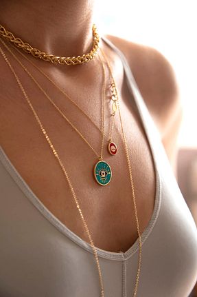 گردنبند جواهر رنگی زنانه روکش طلا Atelier Petites Pierres - کد 879328017