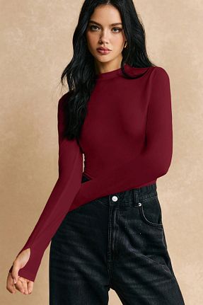 بلوز زرشکی زنانه ساده Lenezza - کد 879335969
