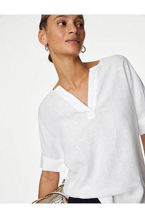 بلوز سفید زنانه ساده Marks & Spencer - کد 831676567
