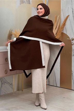 پانچو حجاب قهوه ای زنانه اکریلیک TRENDTESETTÜR - کد 879367897