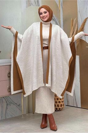 پانچو حجاب بژ زنانه اکریلیک TRENDTESETTÜR - کد 879368188