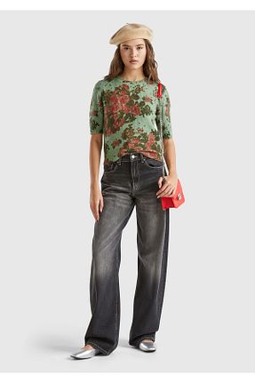 پلیور سبز زنانه طرح دار United Colors of Benetton - کد 879369872