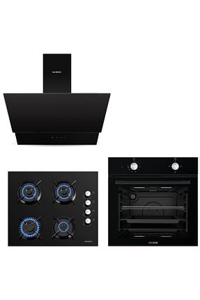 ست هود و اجاق گاز مشکی گارانتی نمایندگی رسمی KUMTEL - کد 32668785