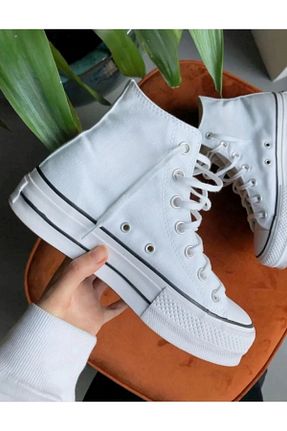کفش اسنیکر سفید زنانه بند دار ELİTE STEP - کد 879405087