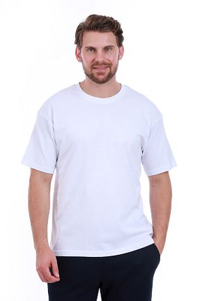 تیشرت سفید مردانه اورسایز WERRONİ - کد 879405495