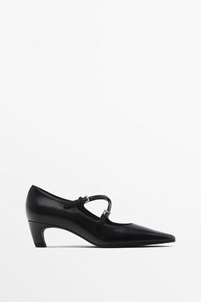 کفش پاشنه بلند کلاسیک مشکی زنانه چرم خالص Massimo Dutti - کد 879411066
