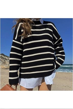 پلیور مشکی زنانه اورسایز Dier Moda - کد 879419398