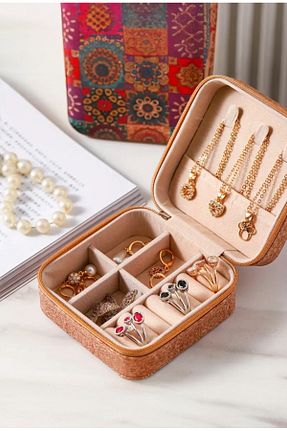 نظم دهنده جواهرات و آرایش قهوه ای پارچه Genel Markalar - کد 879411831