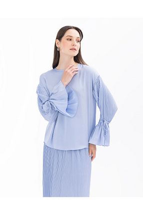 بلوز آبی زنانه ساده SEÇİLSTORE - کد 879437444
