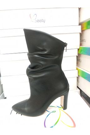 بوت / نیم بوت مشکی زنانه چرم مصنوعی Beety - کد 879439286