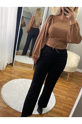 شلوار مشکی زنانه بافتنی Butik - کد 879445002