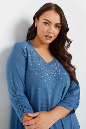 بلوز آبی زنانه ساده Stil Diva - کد 879462349