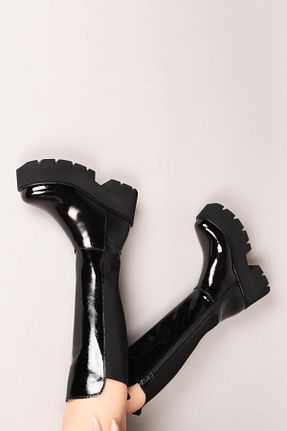 چکمه مشکی زنانه چرم لاکی Birikon - کد 770940674