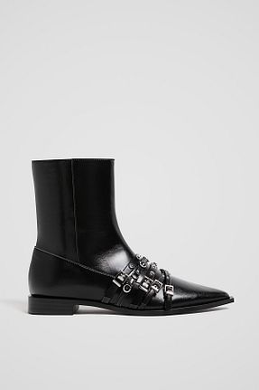 بوت / نیم بوت مشکی زنانه چرم مصنوعی Stradivarius - کد 879492658