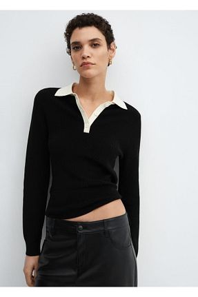 پلیور مشکی زنانه ساده MANGO - کد 822182158