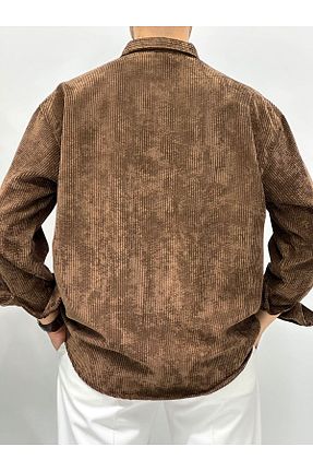 پیراهن قهوه ای مردانه Relaxed gokhandemircicollection - کد 879609655