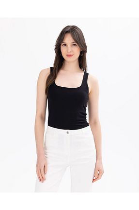 تیشرت مشکی زنانه یقه مربعی SEÇİLSTORE - کد 879682751