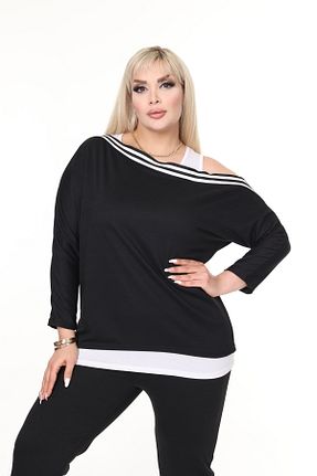 ست بالاتنه و پائین تنه سایز بزرگ مشکی زنانه فاق بلند MJORA - کد 879681882