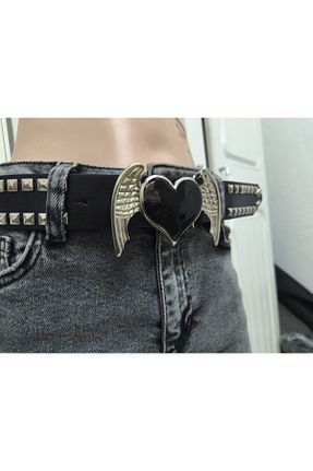 کمربند مشکی زنانه چرم مصنوعی çelik belt vintega - کد 879685512