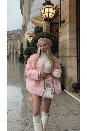 کلاه پشمی صورتی زنانه MSASTYLE - کد 879771332
