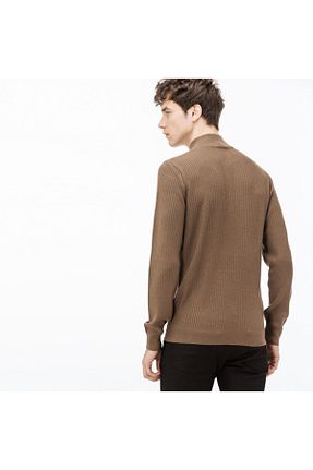 پلیور قهوه ای مردانه یقه نیم ماهیگیر Lacoste - کد 4392161