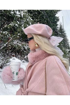کلاه پشمی صورتی زنانه MSASTYLE - کد 879771332