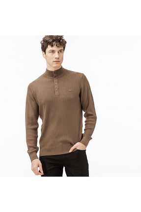 پلیور قهوه ای مردانه یقه نیم ماهیگیر Lacoste - کد 4392161