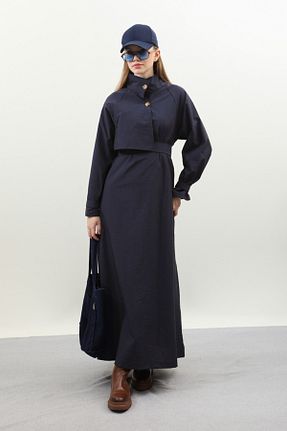 لباس حجاب سرمه ای زنانه اورسایز ZÜLAYS - کد 879857175
