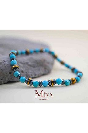 دستبند جواهر فیروزه ای زنانه سنگ طبیعی Mina Souvenir - کد 879918905