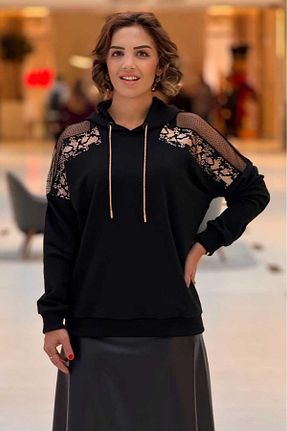 سوئیشرت مشکی زنانه ساده Nevin Kaya Moda - کد 879905655