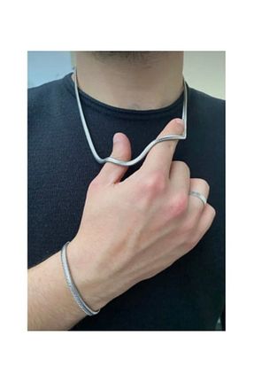 دستبند نقره طوسی مردانه 925 عیار Doğaltaş - کد 879913904