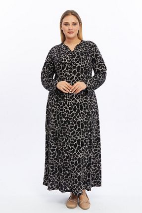 لباس سایز بزرگ مشکی زنانه پارچه Nehir tekstil - کد 879927553
