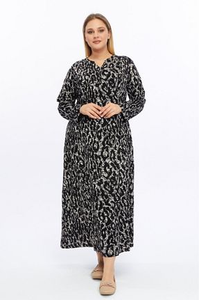 لباس سایز بزرگ بژ زنانه پارچه Nehir tekstil - کد 879937955