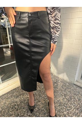 شلوار جین مشکی زنانه چرم Tuğba - کد 879954686