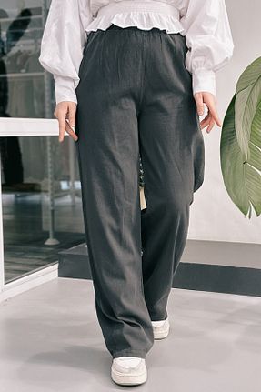 شلوار حجاب طوسی زنانه کتان ModaSelin - کد 879983584
