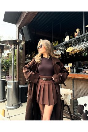 دامن قهوه ای زنانه پارچه Bak
