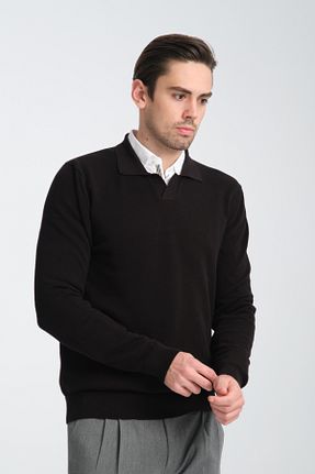 پلیور مشکی مردانه طرح دار Frappoli - کد 879976761