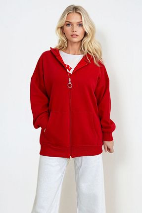 سوئیشرت قرمز زنانه لیسانس دار	 Trend Alaçatı Stili - کد 878231541