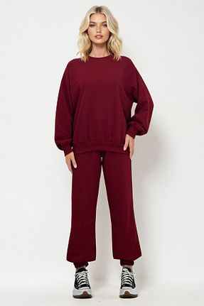 ست گرمکن زرشکی زنانه پنبه ای Trend Alaçatı Stili - کد 878231544