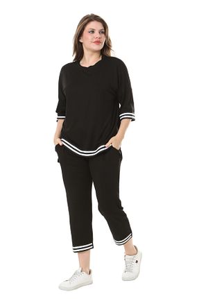 ست گرمکن سایز بزرگ مشکی زنانه مخلوط ویسکون MELSAY - کد 824056079