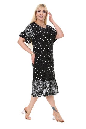 لباس سایز بزرگ مشکی زنانه ویسکون MELSAY - کد 708299297