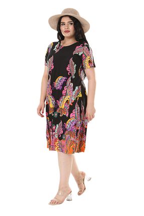لباس سایز بزرگ مشکی زنانه ویسکون MELSAY - کد 843131435