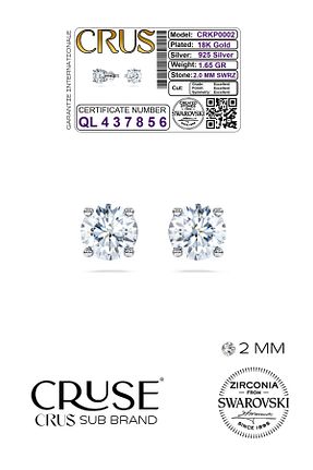 گوشواره نقره طوسی زنانه 925 عیار Cruse - کد 880018309