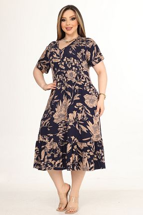 لباس سایز بزرگ سرمه ای زنانه ویسکون MELSAY - کد 806747152