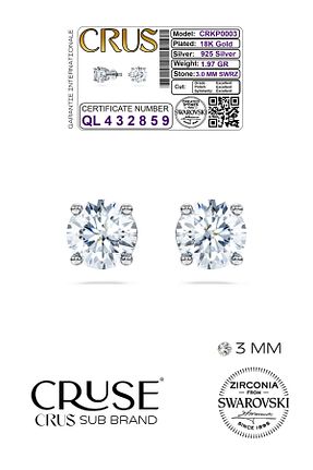 گوشواره نقره طوسی زنانه 925 عیار Cruse - کد 880018702