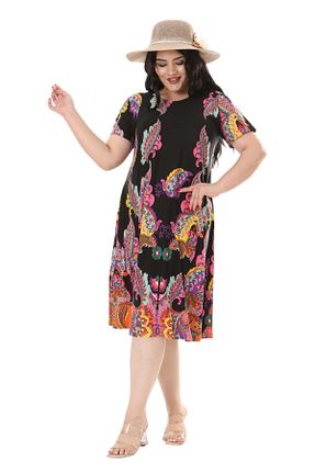 لباس سایز بزرگ مشکی زنانه ویسکون MELSAY - کد 843131435